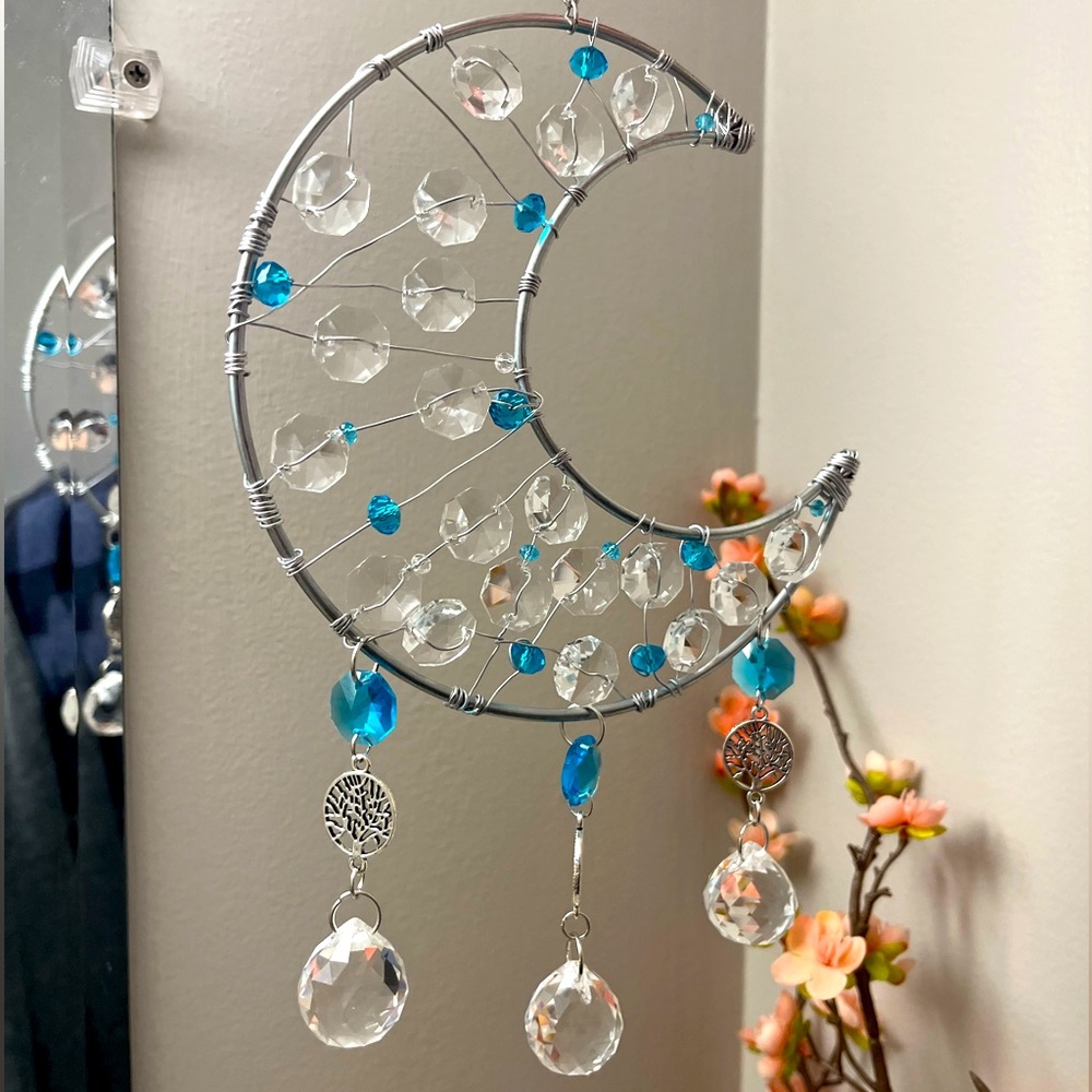 Handmade Suncatcher- blue moon, tree of life